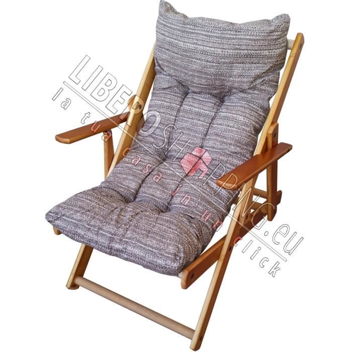 fauteuil de jardin - harmony - inclinable en bois - 3 positions - taupe