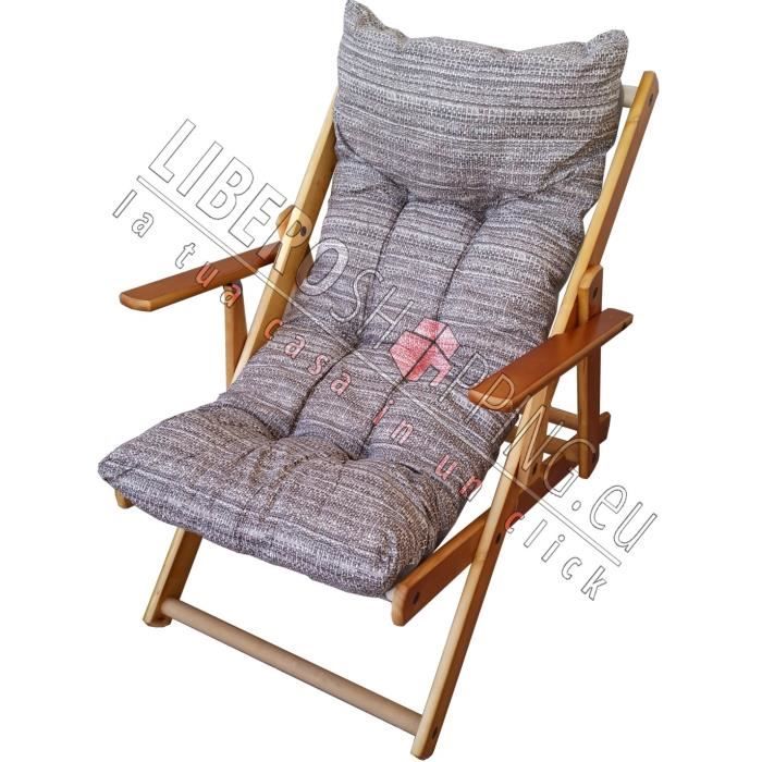 Fauteuil de jardin - HARMONY - inclinable en bois - 3 positions - taupe