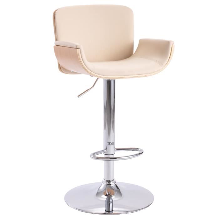 chaise de bar contemporaine crème en similicuir - pop market joli435994