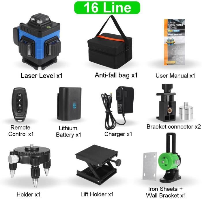 Niveau laser 4D 360°16 lignes avec support KRAFTMULLER - Bricolage Niveau laser 4D 360°16 lignes avec support KRAFTMULLER - Bricolage