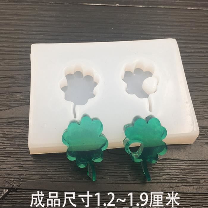 Moule en Silicone - 2 Clover - Fleur 3D - Résine Camélia - Pendentif