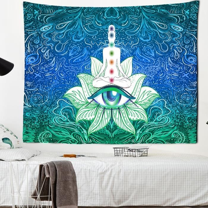 Tenture Murale Mandala Bouddha Chakra - 250x150cm, Polyester Léger, Imprimé Rectangulaire Pour Salon, Chambre, Décoration Bohème