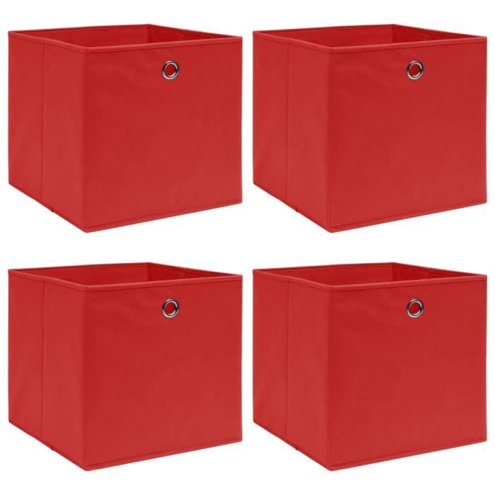 Boîtes de rangement - Rouge - 32x32x32 cm - Tissu intissé - Pliable - 4 pièces