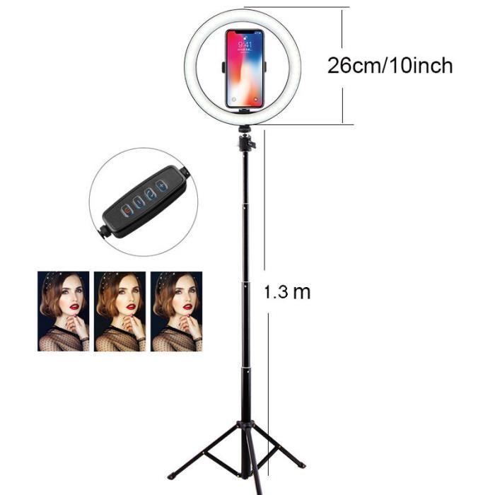 Test : anneau lumineux LED 45.7 cm avec trépied et écran tactile