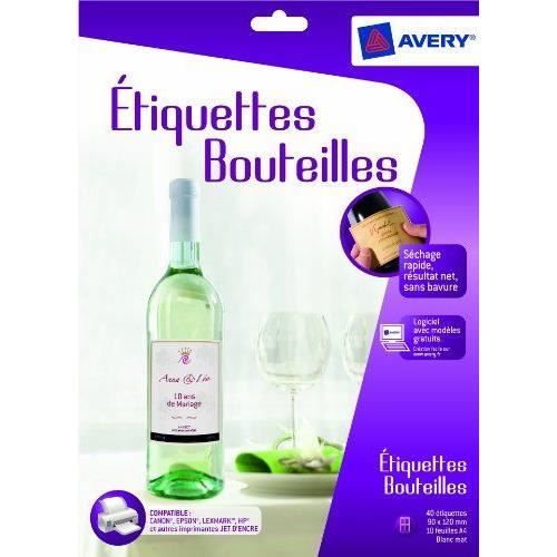 Avery Mates C9269-10 Flessenetiketten – 40 Stuks, 120x90 Mm, Geschikt Voor Inkjet- En Laserprinters 2 miniatura