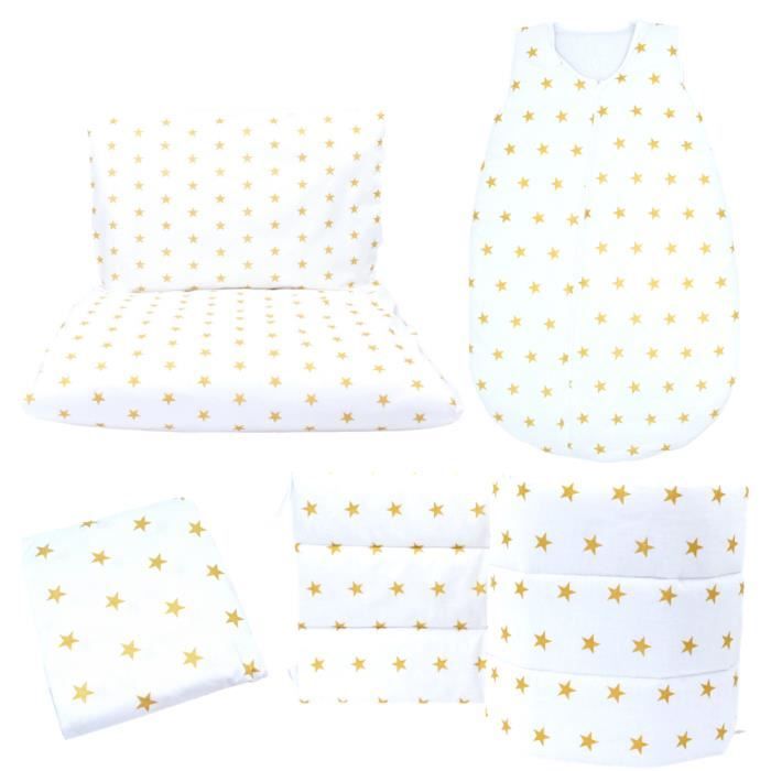 Callyna Set Lit Bebe 5 Pcs Tour De Lit 360 Cm Gigoteuse 3 12 Mois Drap Housses 100 Fabrication Union Europeenne Etoile Doree Cdiscount Puericulture Eveil Bebe