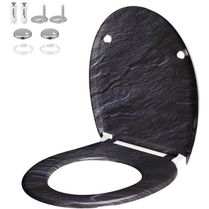 Abattant Wc Avec Frein De Chute, Abattant Wc Original Effet Granit,  Fixation Acier