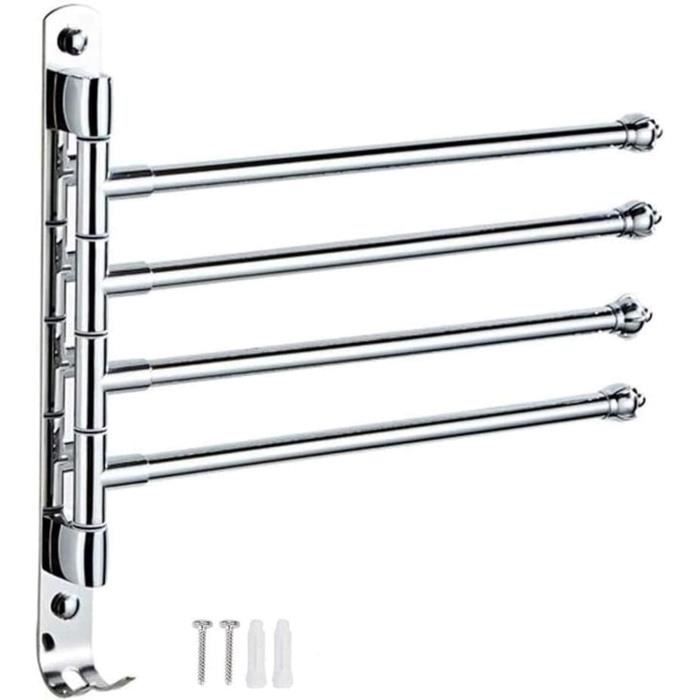 JSVER Porte-Serviettes Avec 4 Barres 180°Rotatives En Acier Inoxydable SUS304 Porte Serviette Murale
