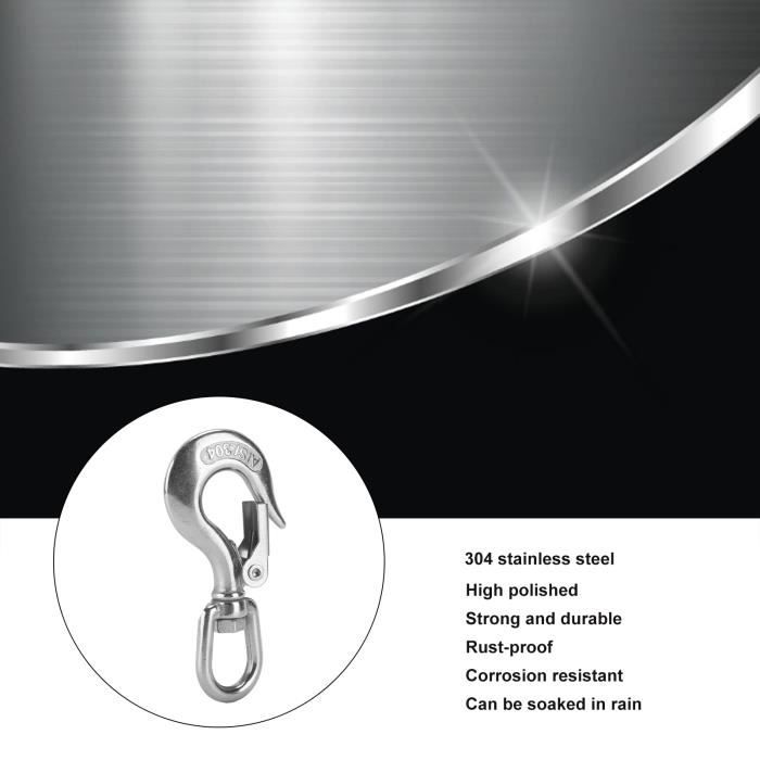 Crochet Pivotant Acier Inox - Simple, Avec Anneau D - Pour Pêche, Accrochage, Bricolage