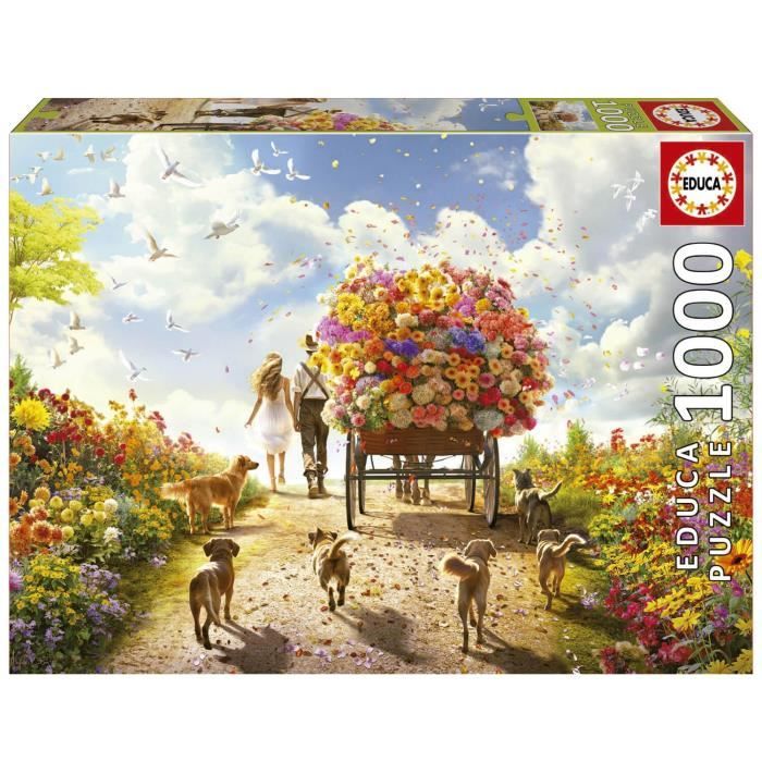 Puzzle 1000 pièces - EDUCA - Chariot De Fleurs - Paysage et nature - Mixte - Adulte