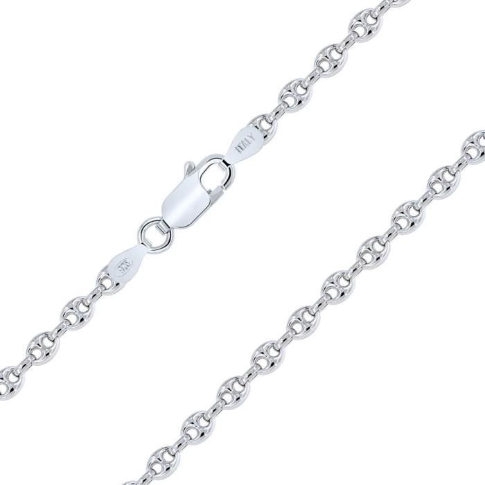 Chaîne Maille Grain De Café En Argent 925 - 45 Cm Neuf Avec étiquettes - Marque Bijouxia