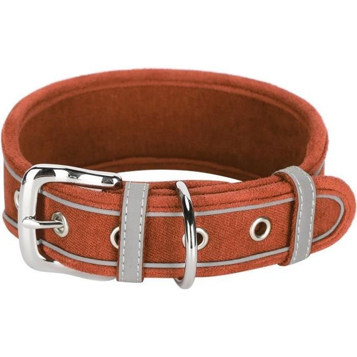 Meilleurs prix pour FUROKOY Collier pour chien Collier réglable pour chien, colliers réfléchissants respirants avec anneau en D Bleu Marron M 56*5.0CM