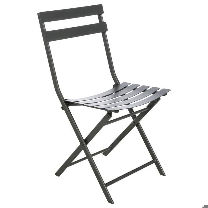 Chaise de jardin pliante Greensboro graphite en acier traité époxy - Hespéride