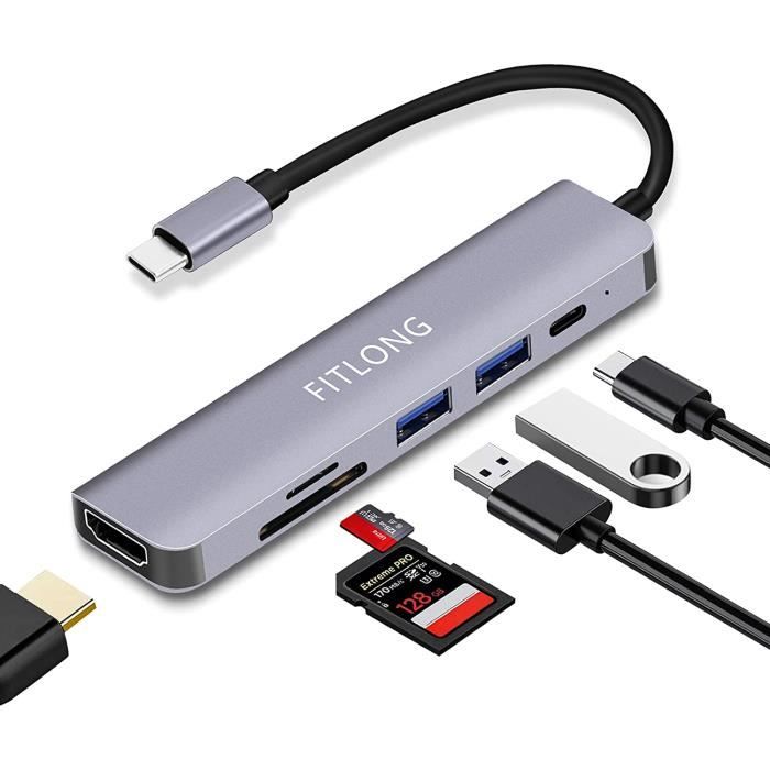 Adaptateur USB C Vers HDMI 4K Multiport USB-C USB-A, USB-C, HDMI, RJ45
