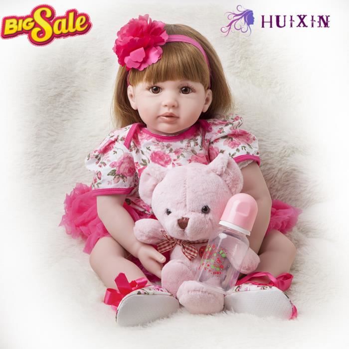 60cm Silicone Reborn Poupee Tissu Corps Bebe Poupee Enfants Adorable Fille Enfant En Bas Age Bebe Vivant Poupees Silicone Souple Cdiscount Jeux Jouets