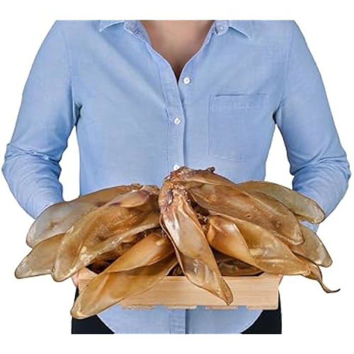 Lot de 10 oreilles de bœuf naturelles avec coquillage pour chien - Renforcement de la santé et de lhygiène buccale de votre chien
