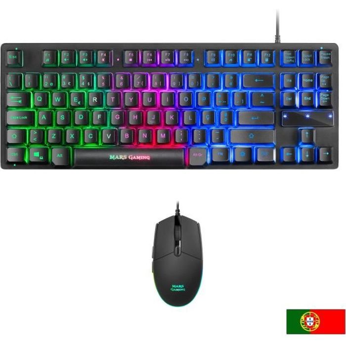 Pack Clavier RGB Gamer Mars Gaming MCPTKL TKL USB Éclairage RGB Breathing & Flow - vue 2