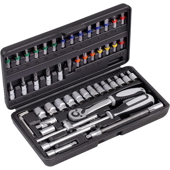 Coffret à clés et douilles CONNEX - 52 pièces - Rouge - Chrome-vanadium