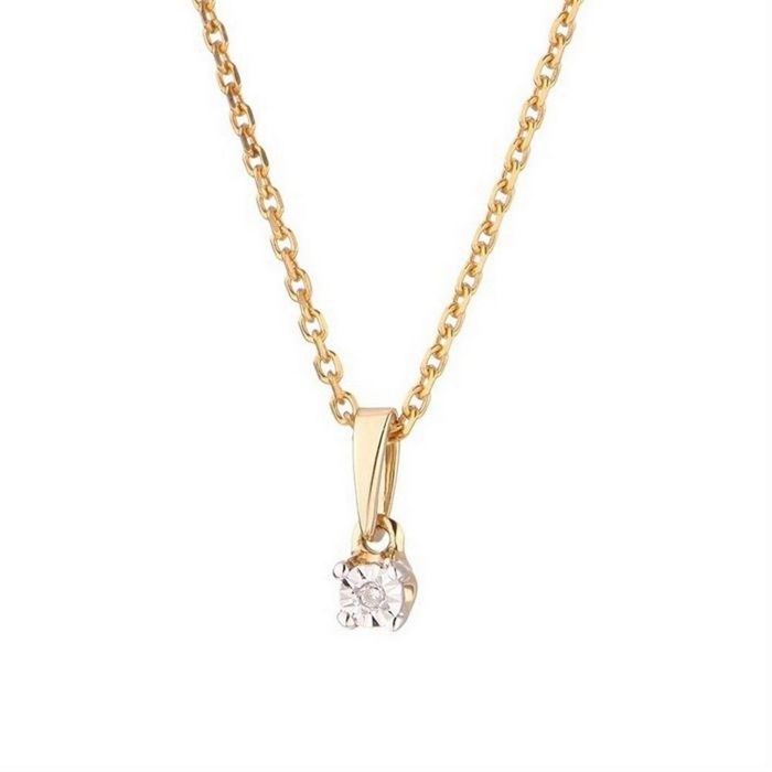 Pendentif Or Jaune 9k Diamant 0 04 Ct 3 Pierres W Si O14 Mm 606066