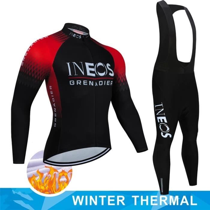 Tenue Cyclisme Homme Hiver Combinaison 9D Gel Respirante - Maillot Et Cuissard Chaud Pour Route Et Sorties Froides