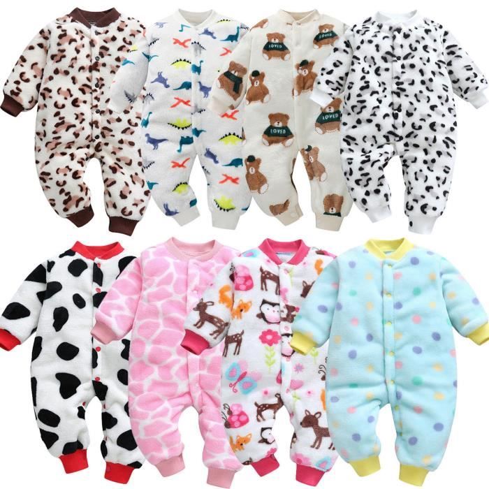 Uyiogoo Nouveau Ne Bebe Fille Garcon Polaire Epaisse Combinaison Chaude Combishort Barboteuse Vetements Blanc Blanc Cdiscount Pret A Porter