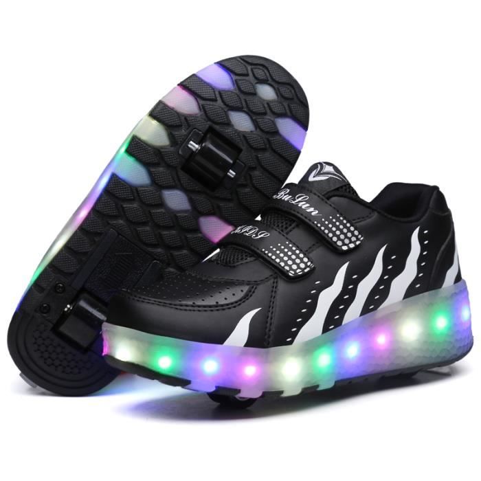 Basket Enfants Roller Chaussures LED lumineux clignotant patins Garçon Fille  Roulettes Double roue Skateshoes USB Charge - Noir - Achat / Vente Basket  Enfant Chaussures - Cdiscount