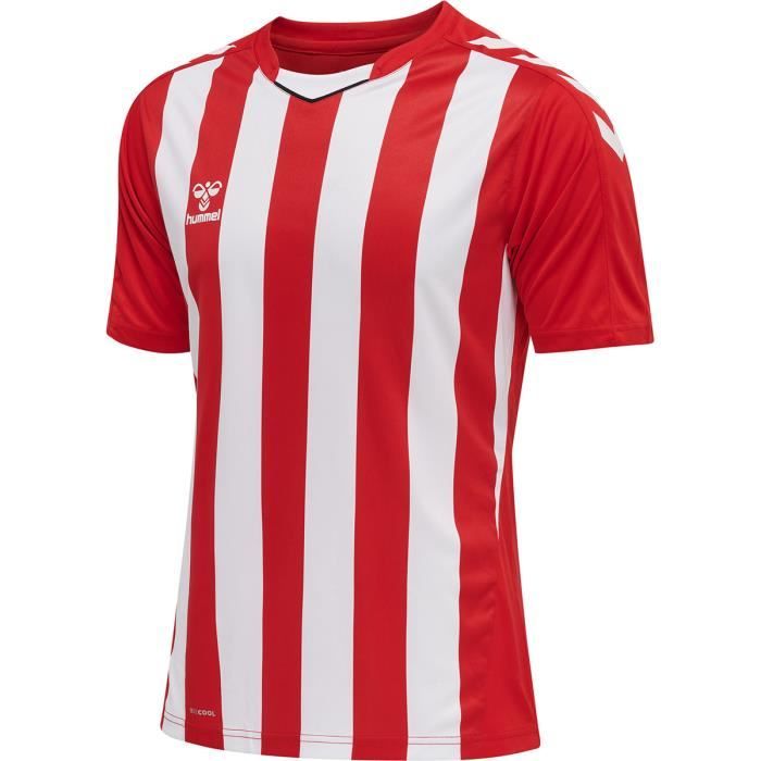 Maillot de football Hummel Striped - Rouge/Blanc - Homme - Manches Maillot de football Hummel Striped - Rouge/Blanc - Homme - Manches