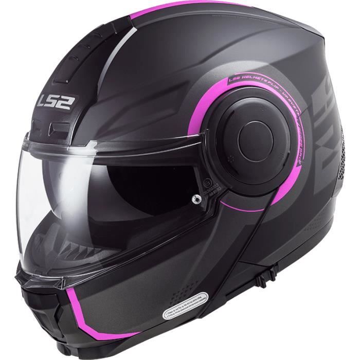 Casque Moto Modulable LS2 Strobe II LUX Matt Black Pink - Taille L