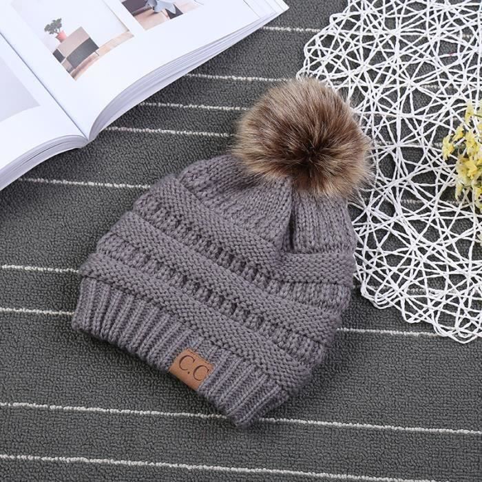 Toskatok (R) Femmes Hiver Rib Bonnet/Beanie Avec Chunky Detachable En Fausse Fourrure Bobble Pom Pom Noir - Prêt-à-Porter