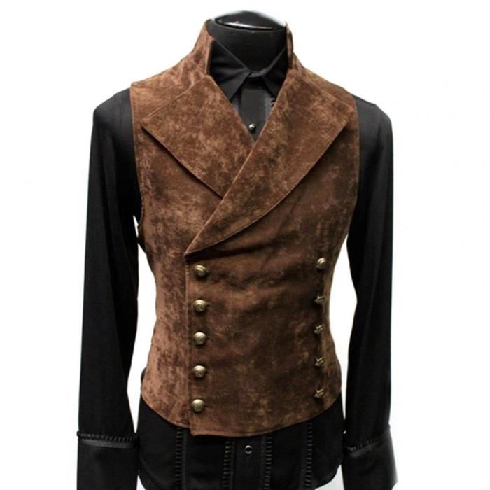 Gilet En Daim Peint Main CRAIN – Thème Western, Rouge, Taille M, Fait Main Aux USA