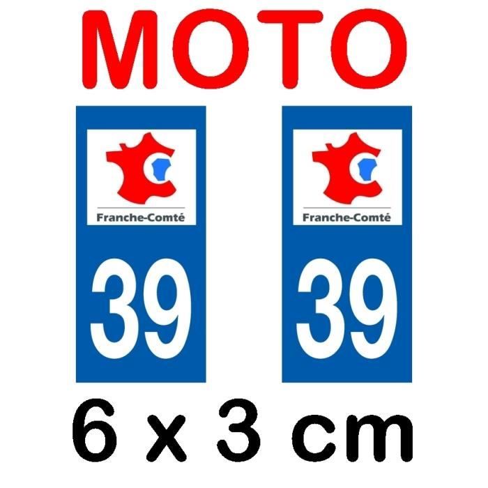 Autocollant plaque immatriculation moto dpt 39 Jura Cdiscount Auto