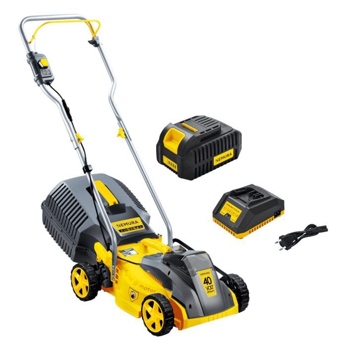 Tondeuse à batterie NEMURA 40V coupe de 32cm + batterie 4Ah + chargeur rapide