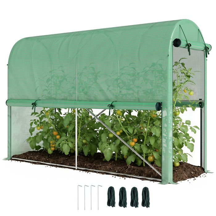 Serre de jardin - Outsunny - bâche renforcée 140 g/m² porte zippée enroulable légumes plantes fleurs - PE - 300x100x200cm - vert