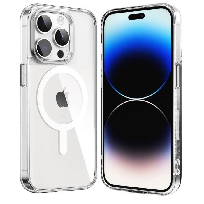 Coque pour iPhone 15 Pro Max - Transparent Antichoc avec Cercle Magnétique  et Protection Caméra Arrière Verre Trempé