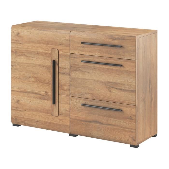 Buffet design 120cm. Collection BREDA une porte et trois tiroirs. Coloris chêne. 120x86x39 Marron Buffet design 120cm. Collection BREDA une porte et trois tiroirs. Coloris chêne. 120x86x39 Marron