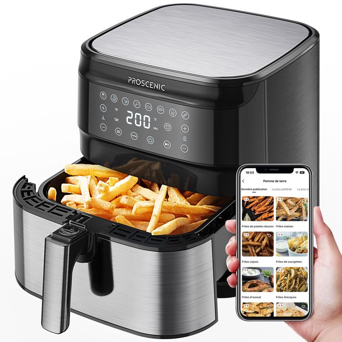 Friteuse /Électrique Minuterie R/églable et Contr/ôle de La Temp/érature Panier Antiadh/és Avec LED Elegant Life 5L 1700W Friteuse /à /Écran Tactile 8 en 1 Friteuse /à air Friteuse /à air Sans Huile