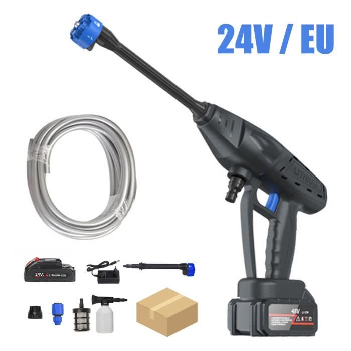 Nettoyeur Haute Pression Sans Fil 21V 60 Bars - Portable Avec 2 Batteries, Buse 6 En 1 Pour Voiture Et Jardin