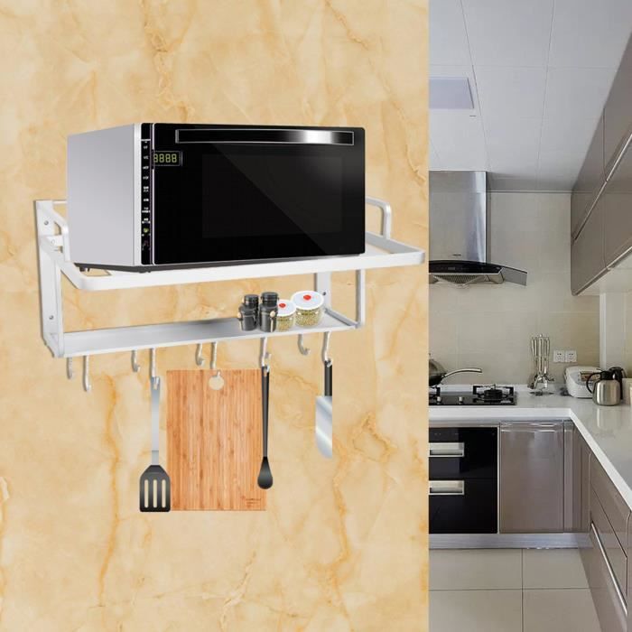 MTYLX Étagère, Grilles de Four À Micro-Ondes de Cuisine En Acier Inoxydable, 1 Couche Avec Crochet, Étagère de Rangement Multifonction En Métal, Étagère À Épices, Support de Pylônes, Salle de Bains