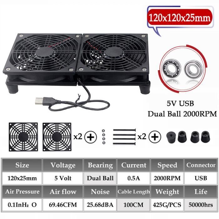 Ventilateur PC 120mm 220V AC 12V Double Roulement à Billes Avec Contrôleur De Vitesse - Refroidissement Boîtier