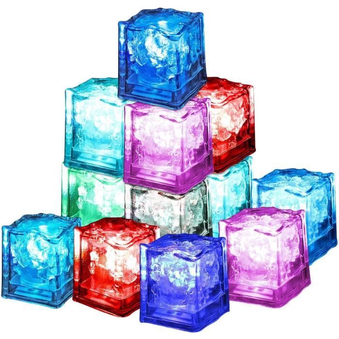 Glaçons Lumineux LED – Lot De 12 – Changement De Couleur – Activés Par L'Eau – Pour Fêtes, Bars, Mariages