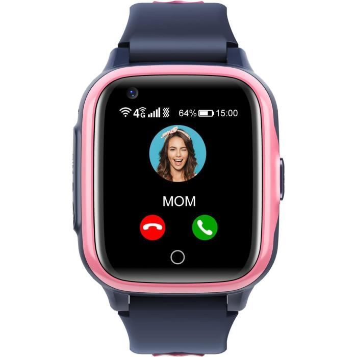Montre Connectu00e9e Enfant Gps 4G Pour Garu00e7on Fille Montre Intelligente Avec Wifi Appel Vidu00e9o Sos