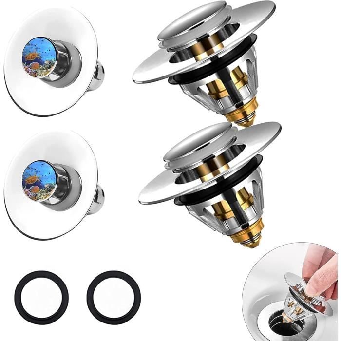 Lot De 2 Bouchons De Vidange Pop-up En Acier Inoxydable - Pour éviers Diamètre 34-40 Mm - Neuf