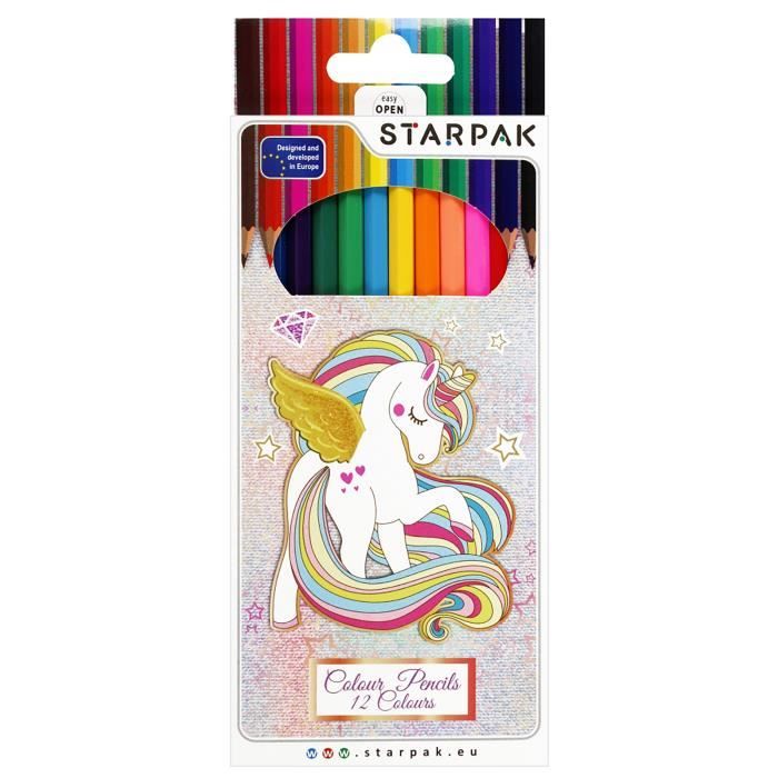 Crayons De Couleur Faber-Castell Licorne – 24 Pièces, Mine Incassable, Effet Aquarelle – Set Pastel Et Sparkle