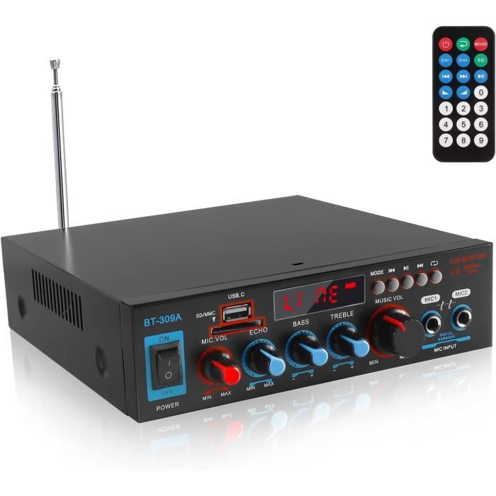Bluetooth 5.0 Stéréo Audio Récepteur Amplificateur, Mini Hi-FI Ampli  Intégré - Noir - Cdiscount TV Son Photo