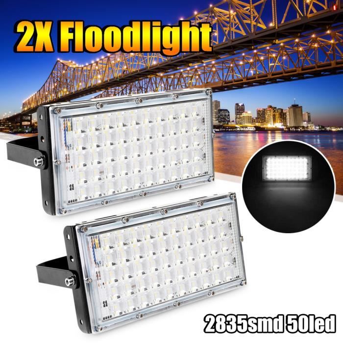 Projecteur - TEMPSA - 2 Pcs 50W 50 LED - Éclairage Extérieur Jardin Sécurité IP65 - Noir