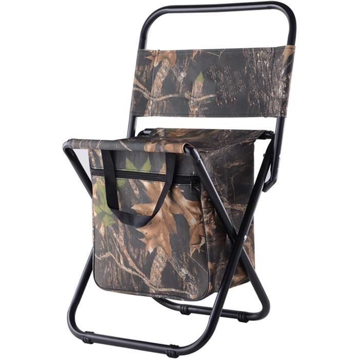 Tabouret De Pêche Pliable – Sac à Dos Camouflage, Chaise/canasson 2 En 1, 100 Kg Max
