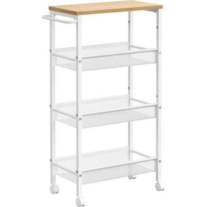 Étagère à 4 niveaux Blanc et chêne 80x40x130