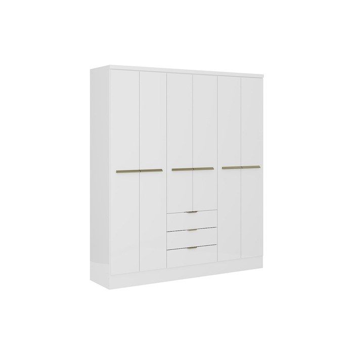 Armoire Lumi Pinolino - 135x56x189cm - Blanc Et Chêne - 3 Portes Soft-Close - 6 Étages Réglables - Pour Chambre Bébé