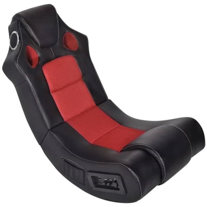"top" fauteuil à bascule à enceinte noir et rouge similicuir,17,4 kg