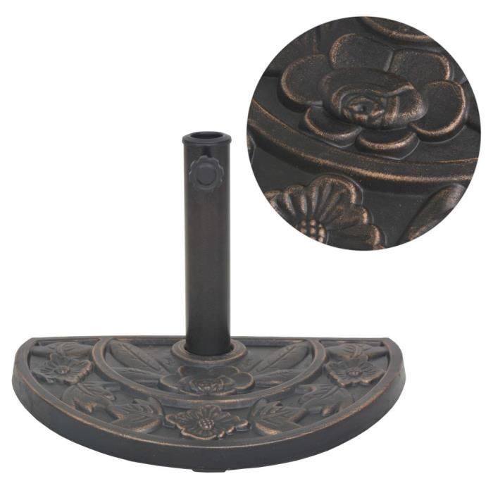 Pied de parasol Socle de parasol en résine demi-cercle Bronze 9 kg